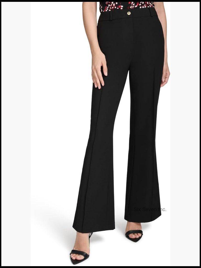 Flare Leg Woven Suiting Trouser Pant With Belt Loops
